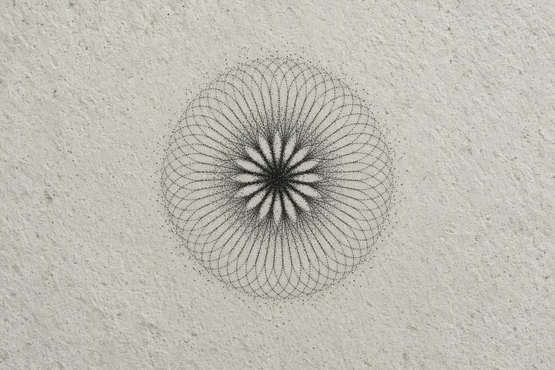 Dark magnetite powder shaped by a magnetic field on light stone